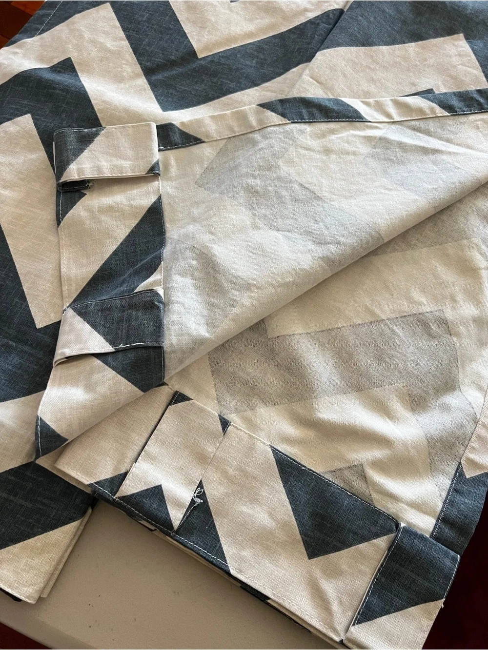 West Elm 2 Panel Curtains Chevron Zigzag Print Blue/Cream Cotton Size 48”X 63”